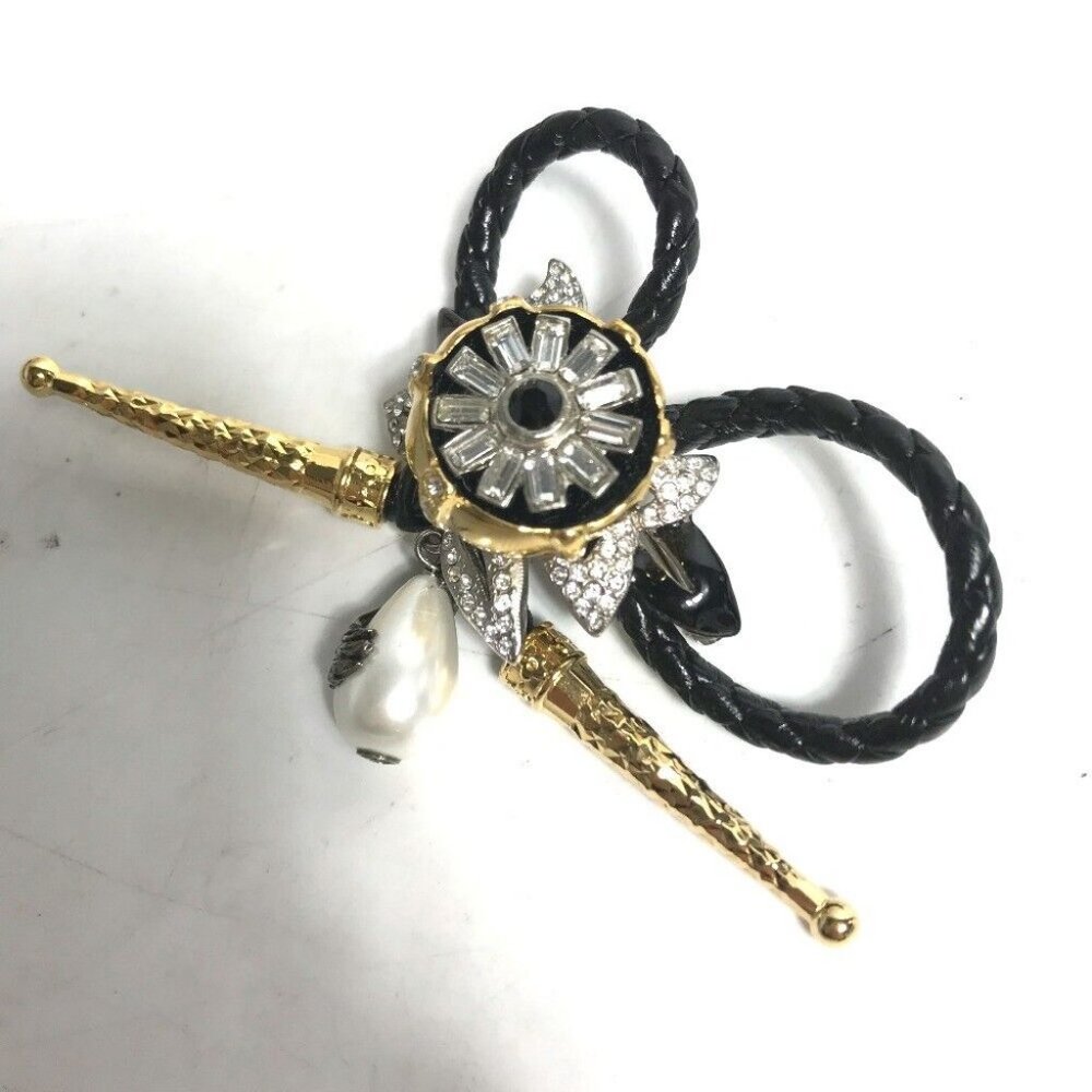 Auth LOUIS VUITTON MP2197 Accessories Faux Pearl Fleur Bijoux Rhinestone Brooch - Picture 3 of 7